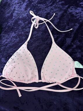 wild fable Pink Rhinestone Triangle Bikini Top